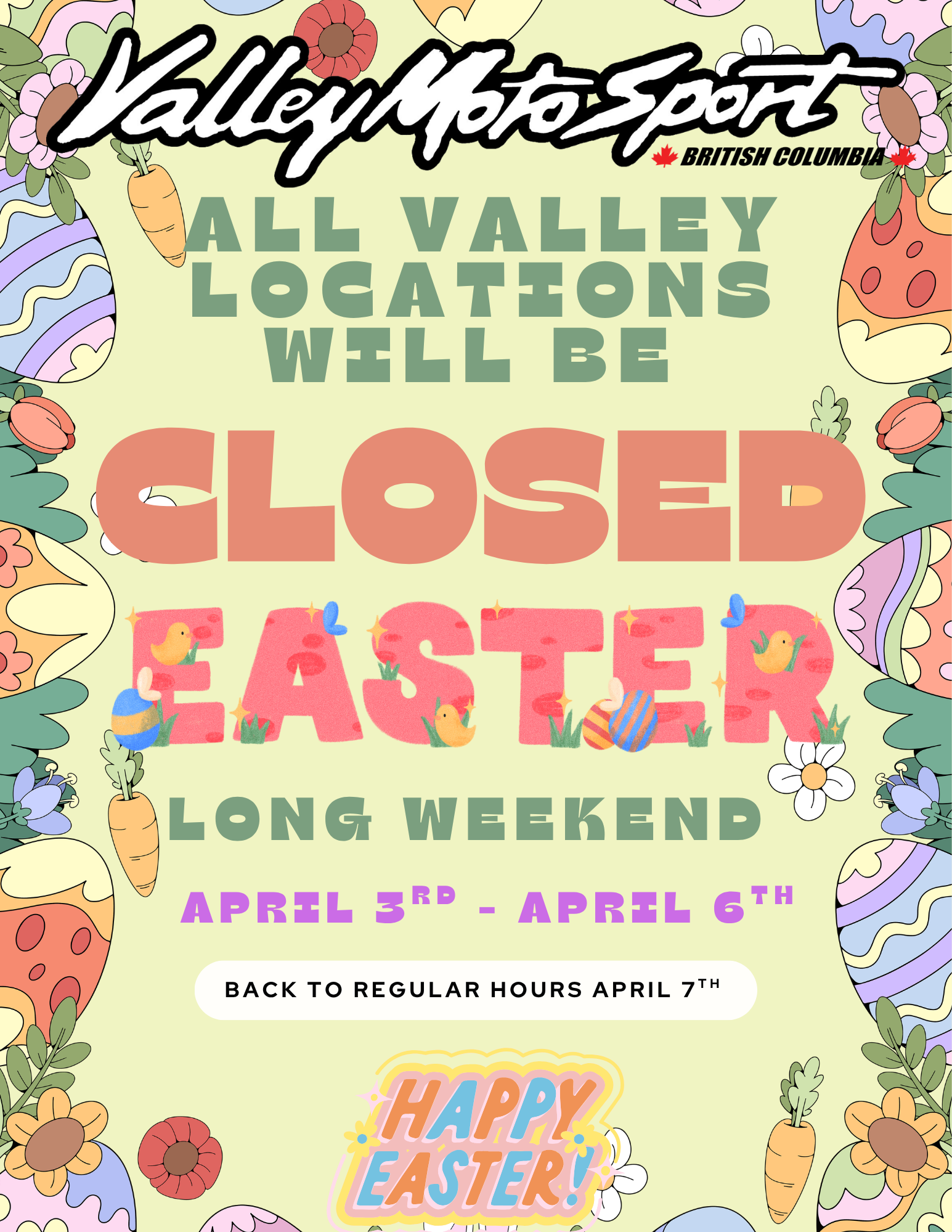 Easter Hours close